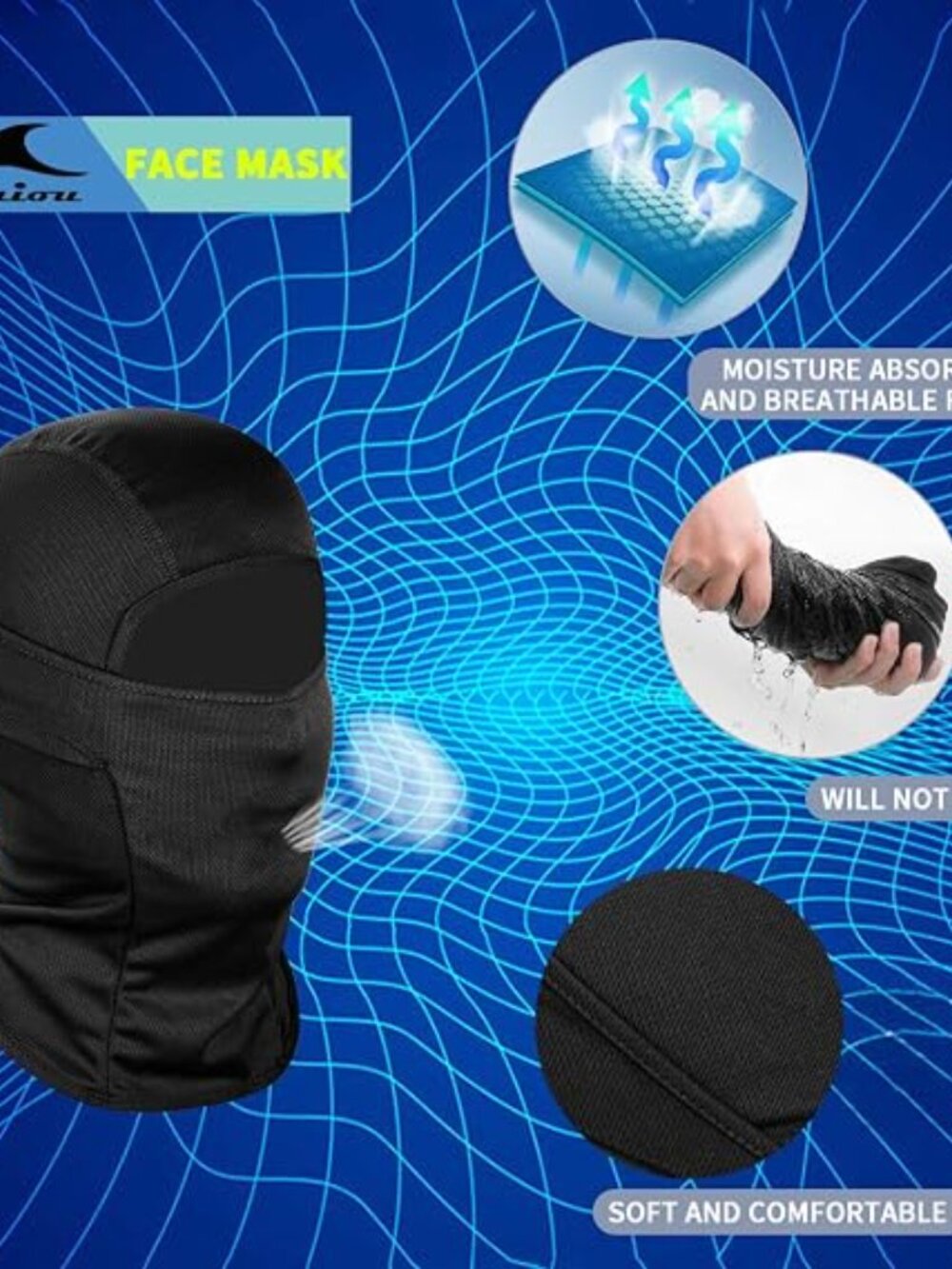 Achiou Ski Mask for Men and Women, Lightweight UV Balaclava Face Cover - Picture 6 of 7